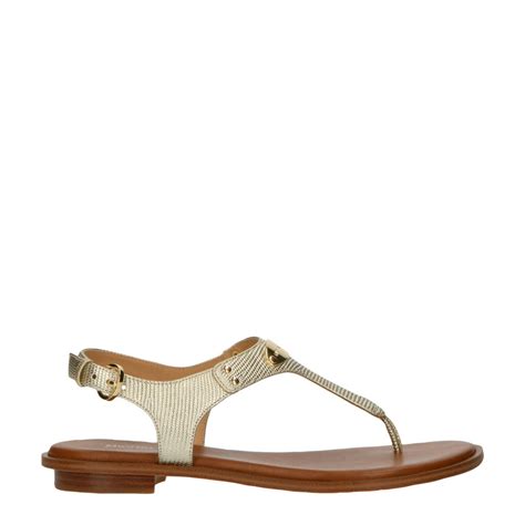 michael kors sandalen zwart met goud mk logo|Michael Kors.